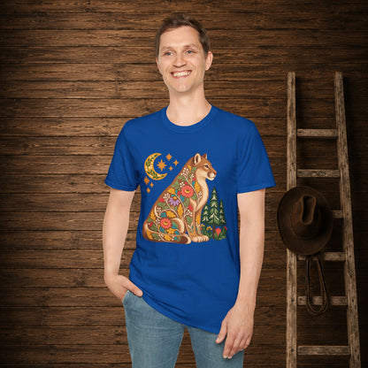 Fall Bloom Cougar   Adult Size T-Shirt