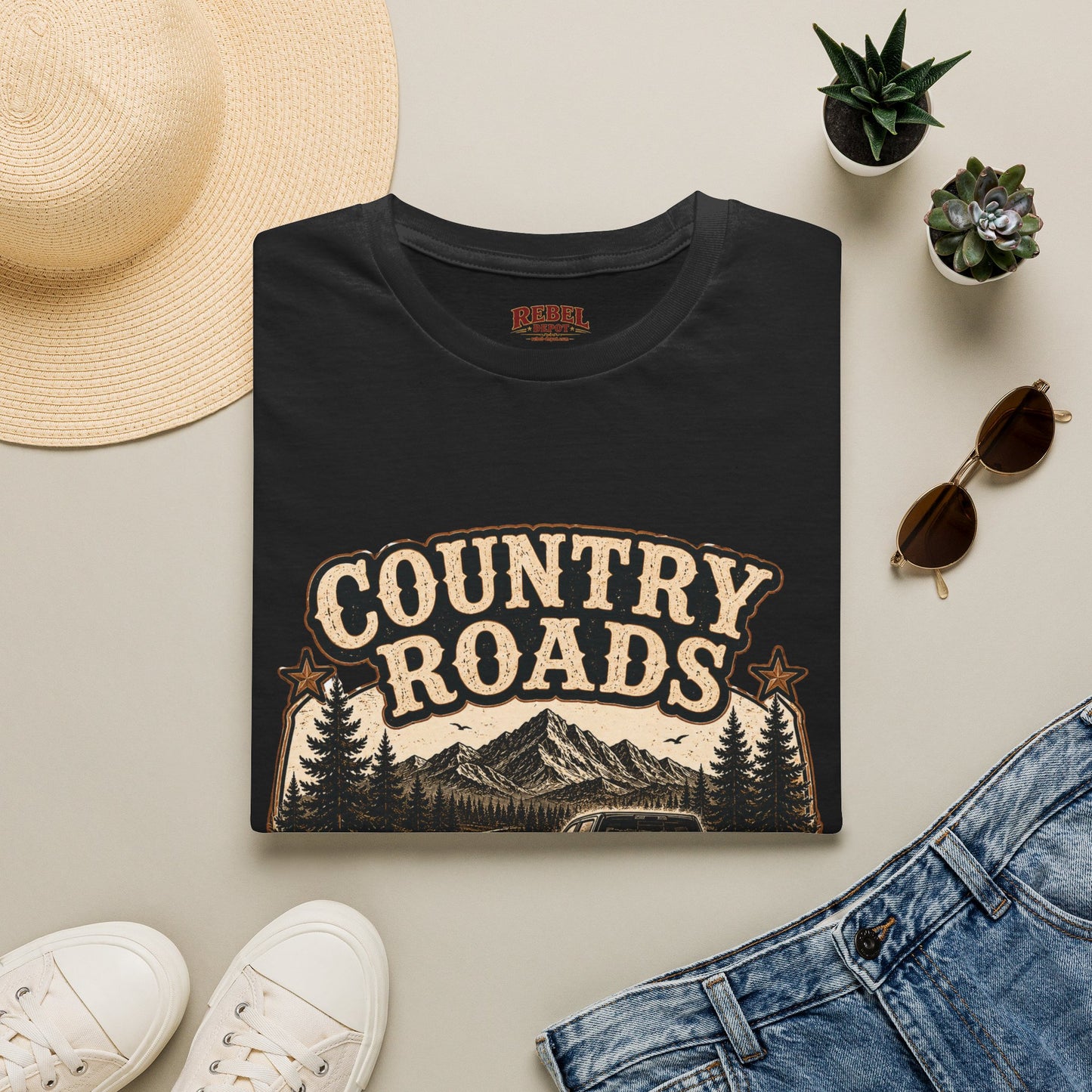 Country Roads Chevy   Adult Size T-Shirt
