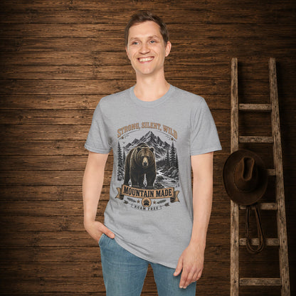 Strong Silent Wild Bear  Adult Size T-Shirt