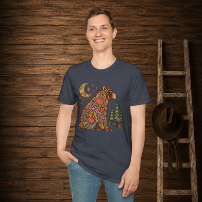 Fall Bloom Bear   Adult Size T-Shirt