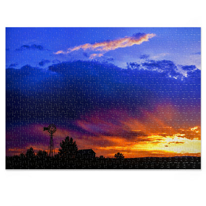 Windmill Sunset  Jigsaw Puzzle in Tin