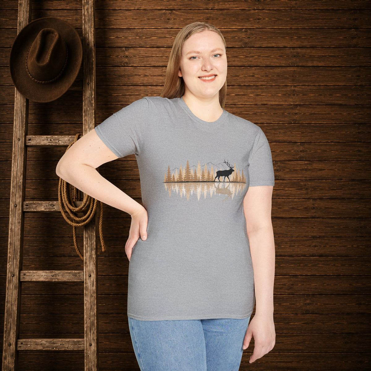 Elk Reflection   Adult Size T-Shirt