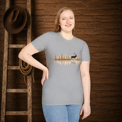 Elk Reflection   Adult Size T-Shirt