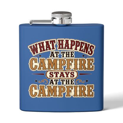 Happens At Campfire  Stainless Steel Flask, 6oz