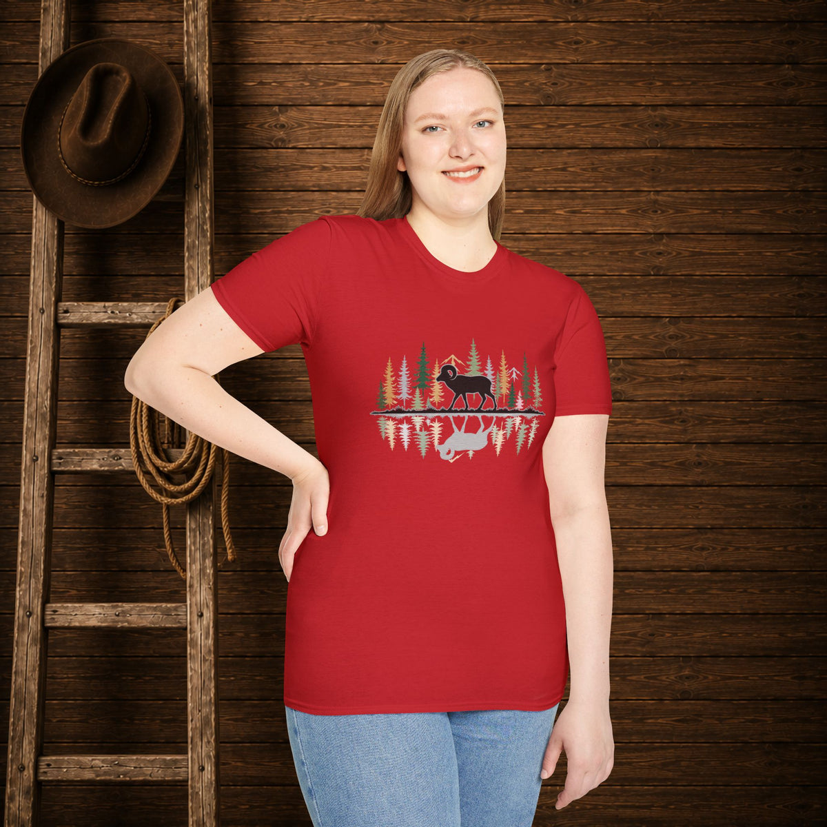 Morning Reflection Big Horn Sheep   Adult Size T-Shirt
