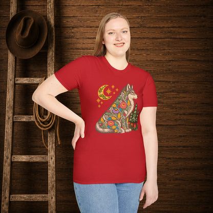 Fall Bloom Wolf  Adult Size T-Shirt