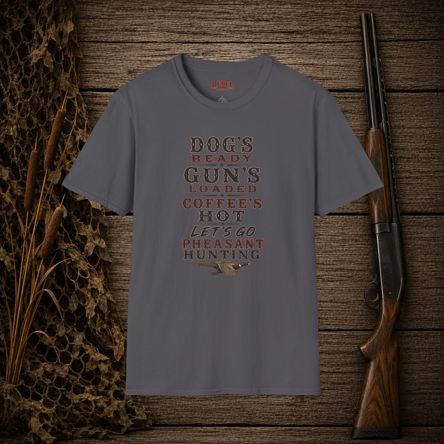 Dog Gun Pheasant  Adult Size T-Shirt