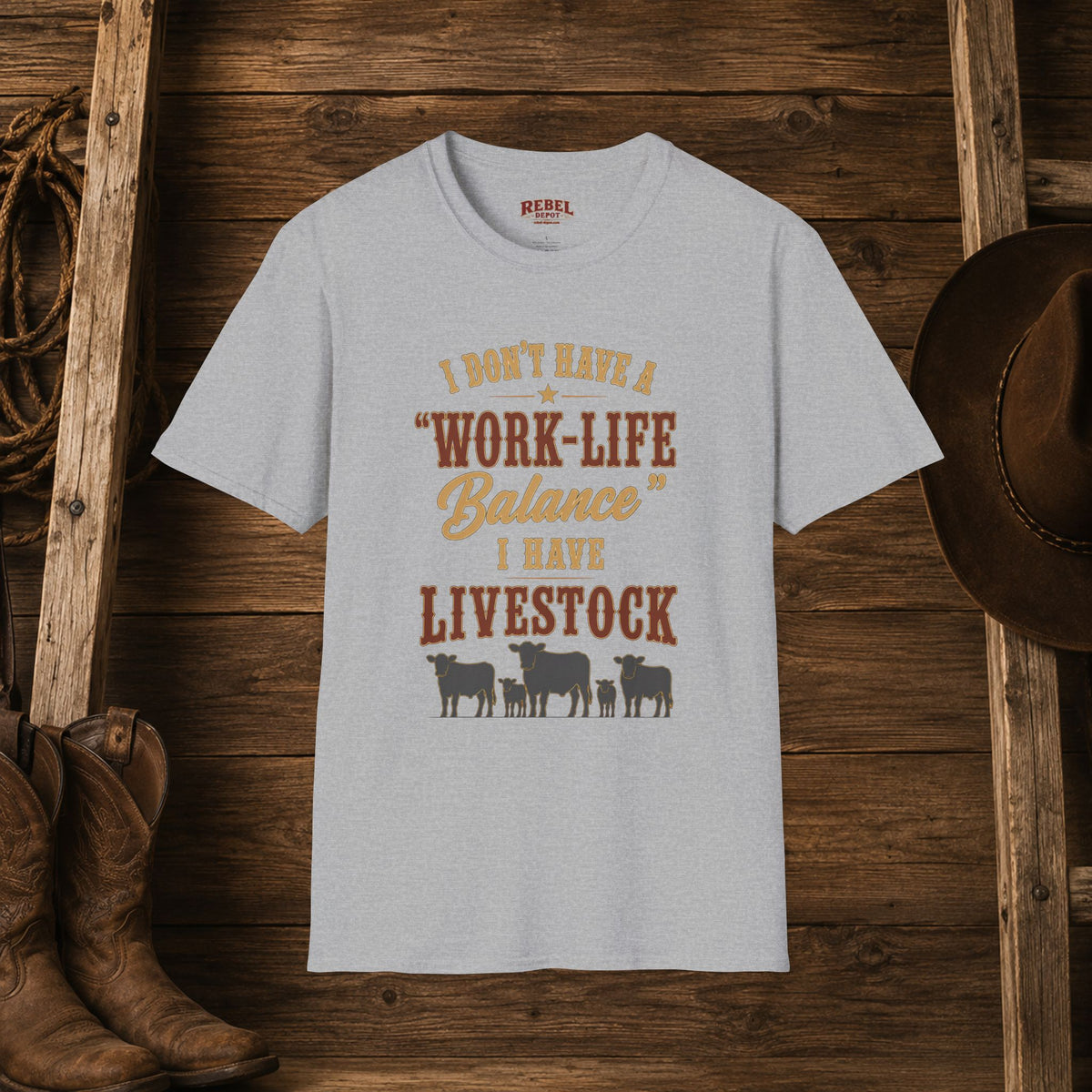 Livestock Work Life Balance   Adult Size T-Shirt