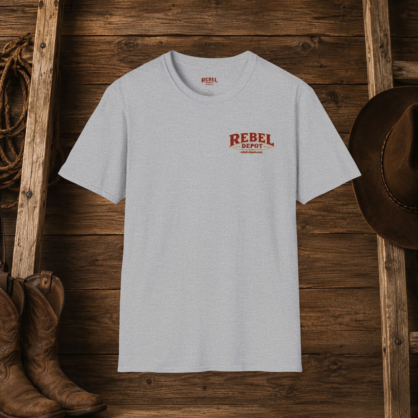 Stars Stripes and Spurs Cowgirl  (Back) Adult T-Shirt