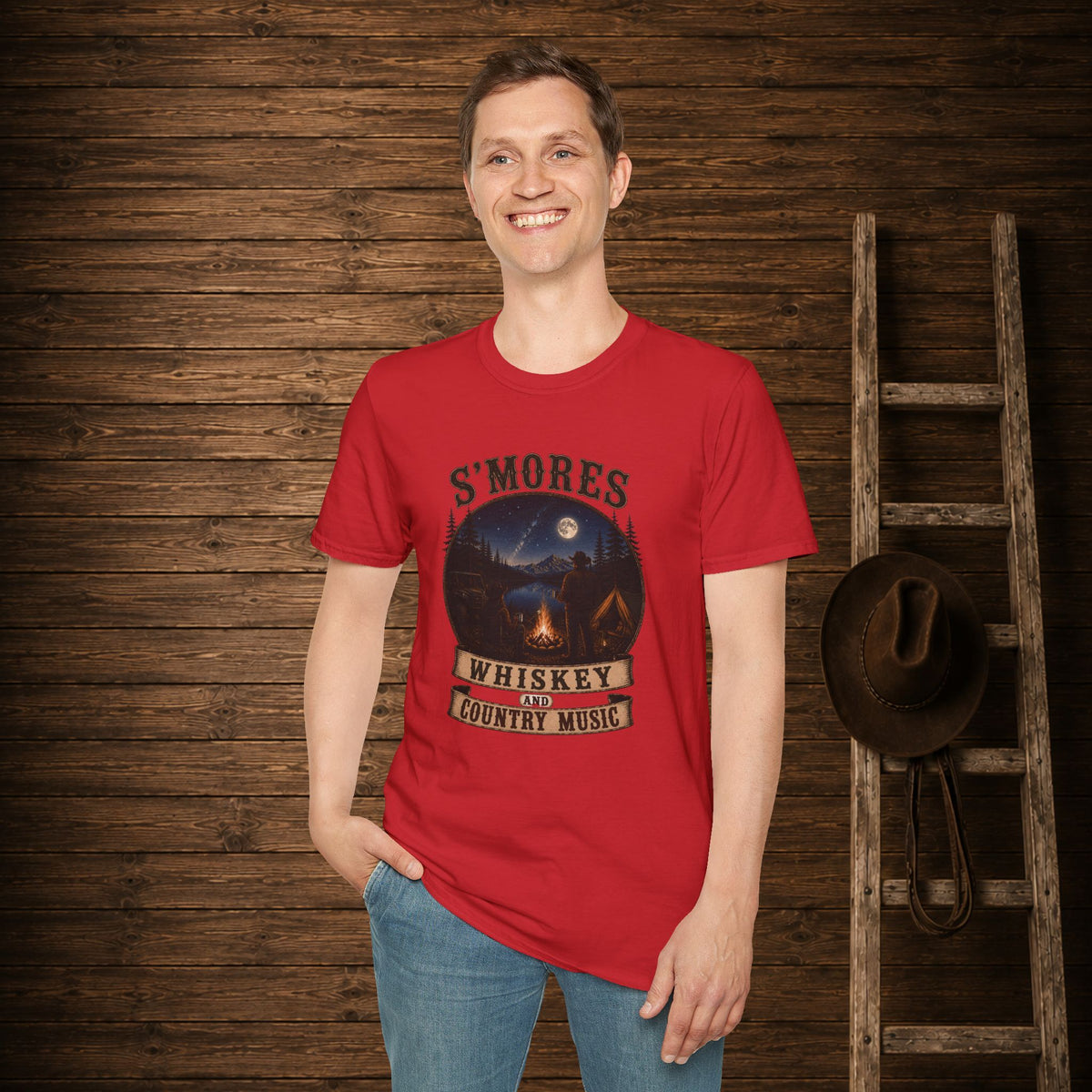 Smores Whiskey and Music   Adult Size T-Shirt