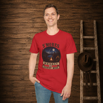 Smores Whiskey and Music   Adult Size T-Shirt