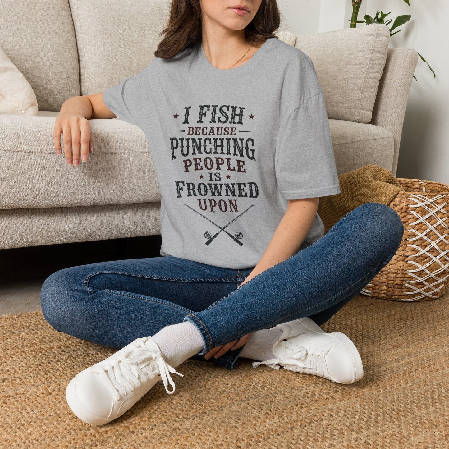 Fish Punching Frowned Upon  Adult Size T-Shirt