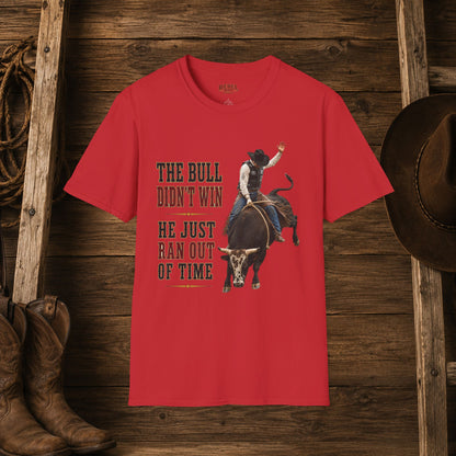 Bull Ran Out Of Time (Front)  Adult T-Shirt