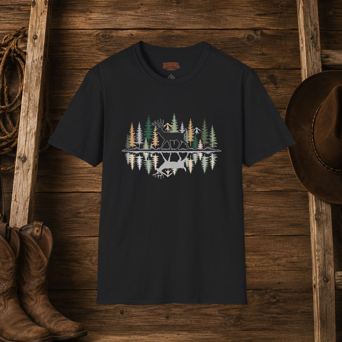 Morning Reflection Buck   Adult Size T-Shirt