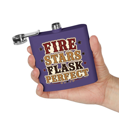 Fire Stars Flask   Stainless Steel Flask, 6oz