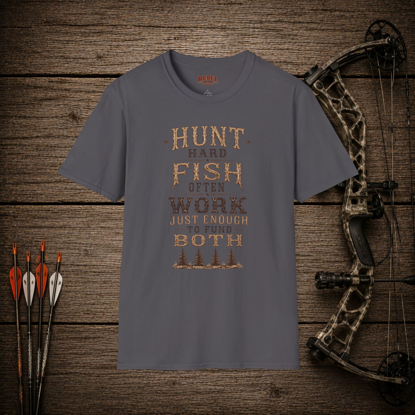 Hunt Fish Work  Adult Size T-Shirt
