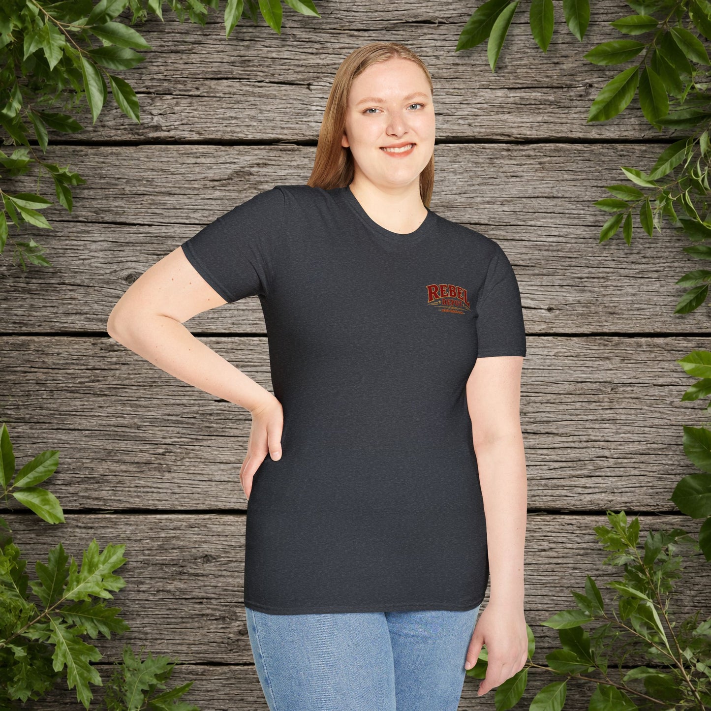 Stars Stripes and Spurs Cowgirl  (Back) Adult T-Shirt