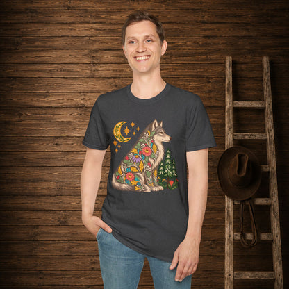 Fall Bloom Wolf  Adult Size T-Shirt