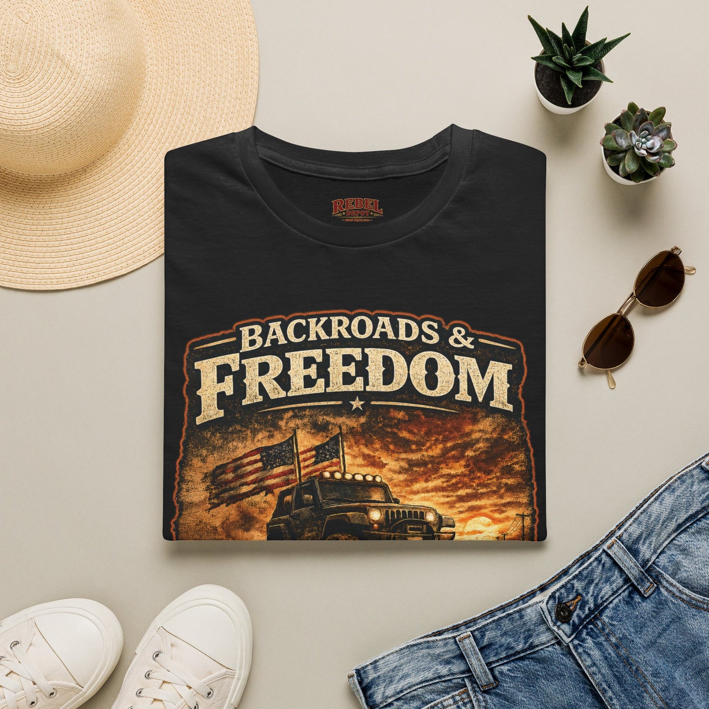 Backroads & Freedom  Adult Size T-Shirt
