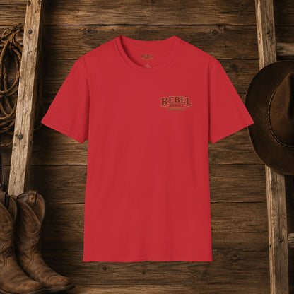 Raised Dirt Rodeo Cowgirl (Back)  Adult T-Shirt
