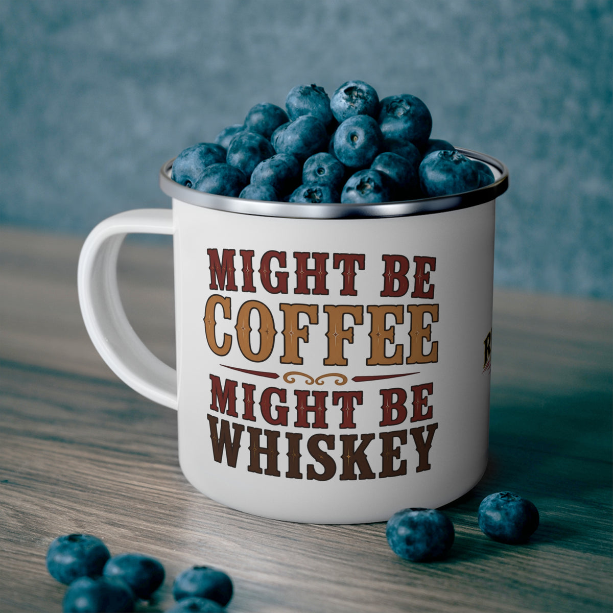 Coffee or Whiskey  Enamel Camping Mug