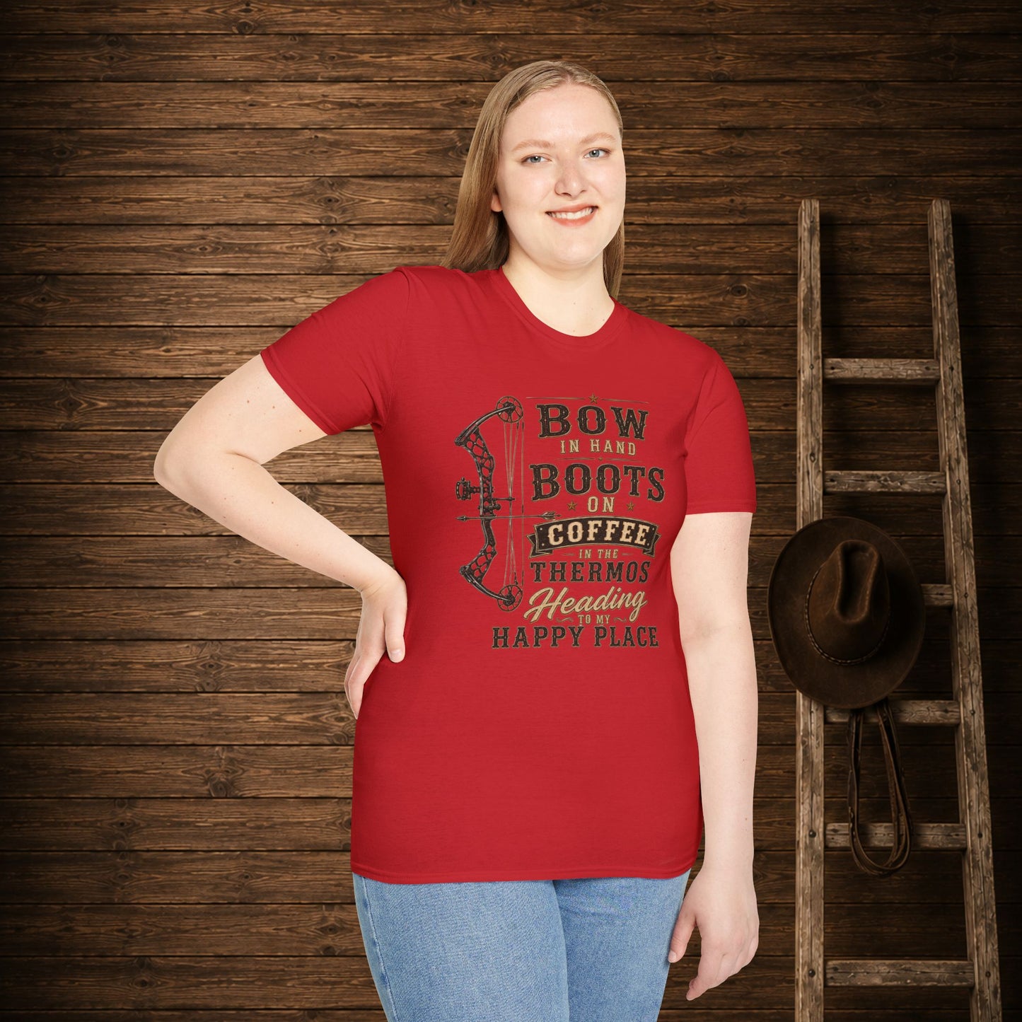 Bow Boots Coffee  Adult Size T-Shirt