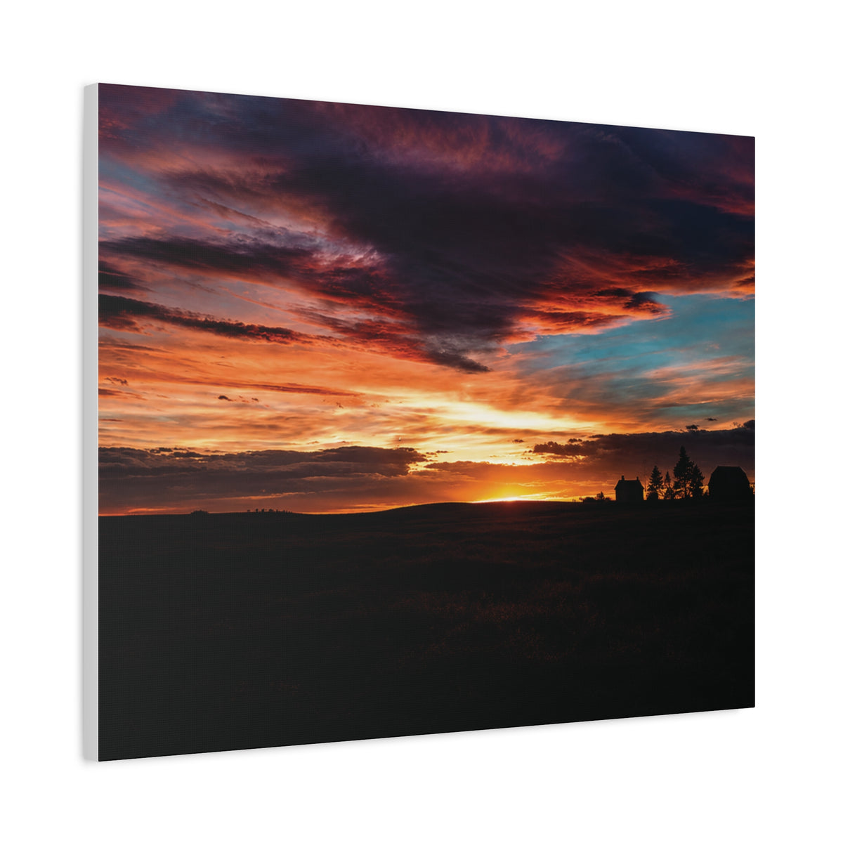 Country Homestead Sunset  Matte Canvas Art