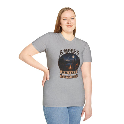 Smores Whiskey and Music   Adult Size T-Shirt