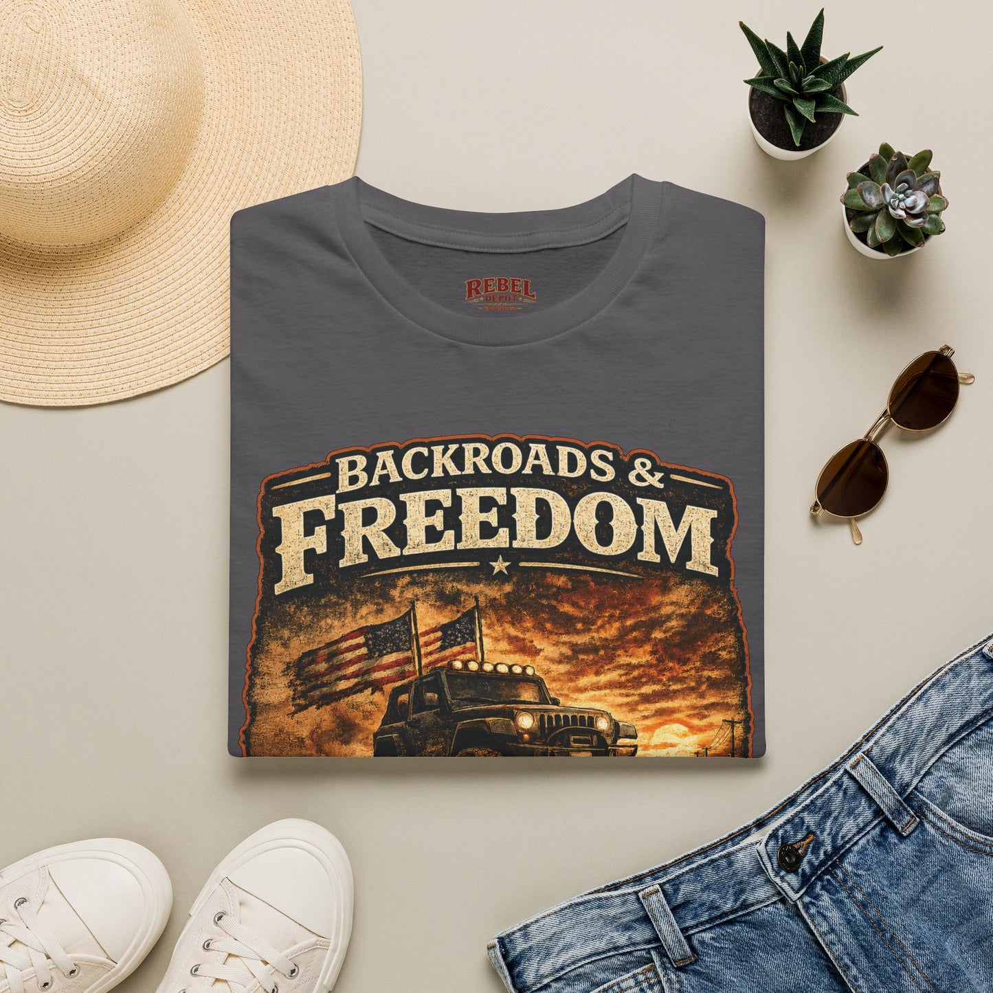 Backroads & Freedom  Adult Size T-Shirt