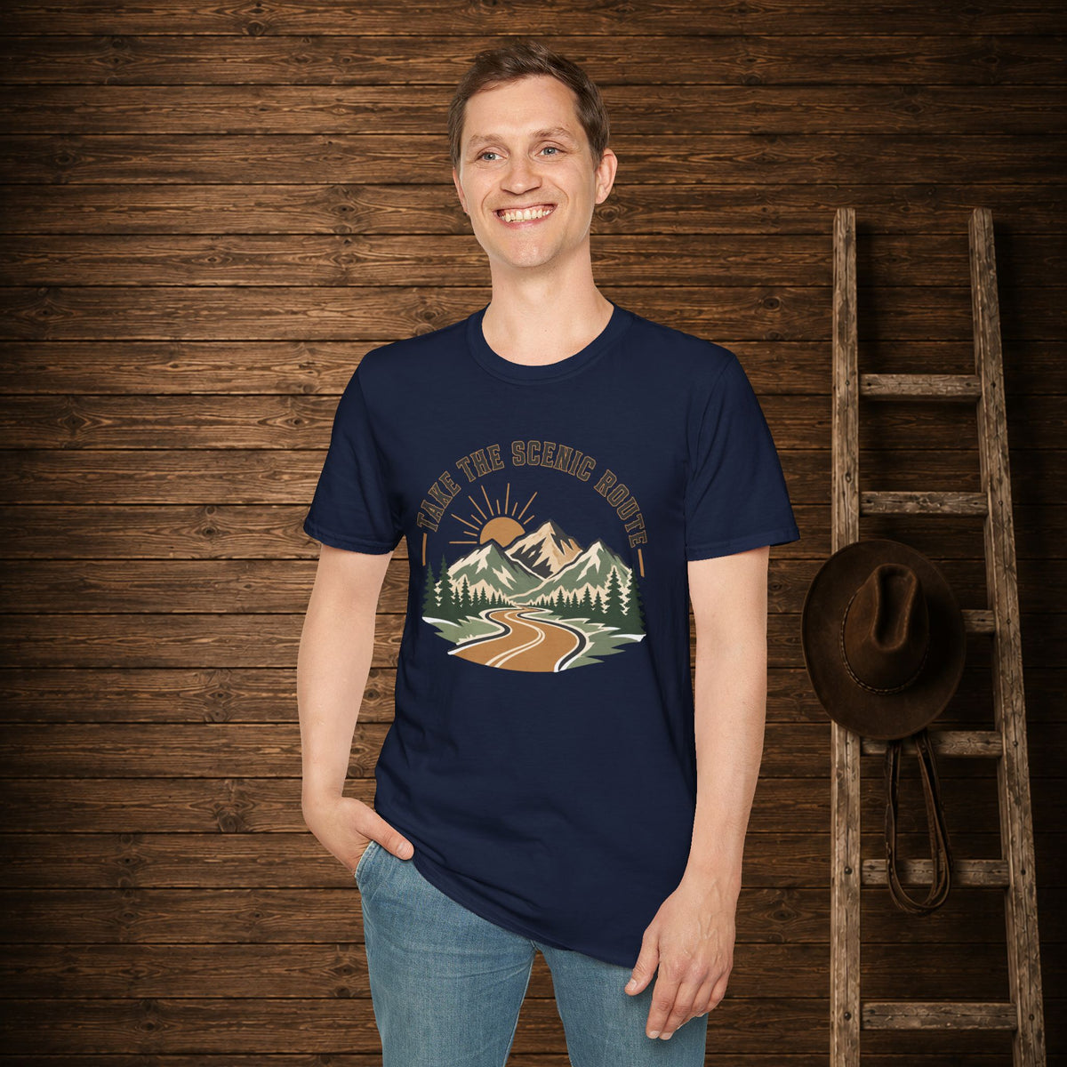 Take The Scenic Route  Adult Size T-Shirt
