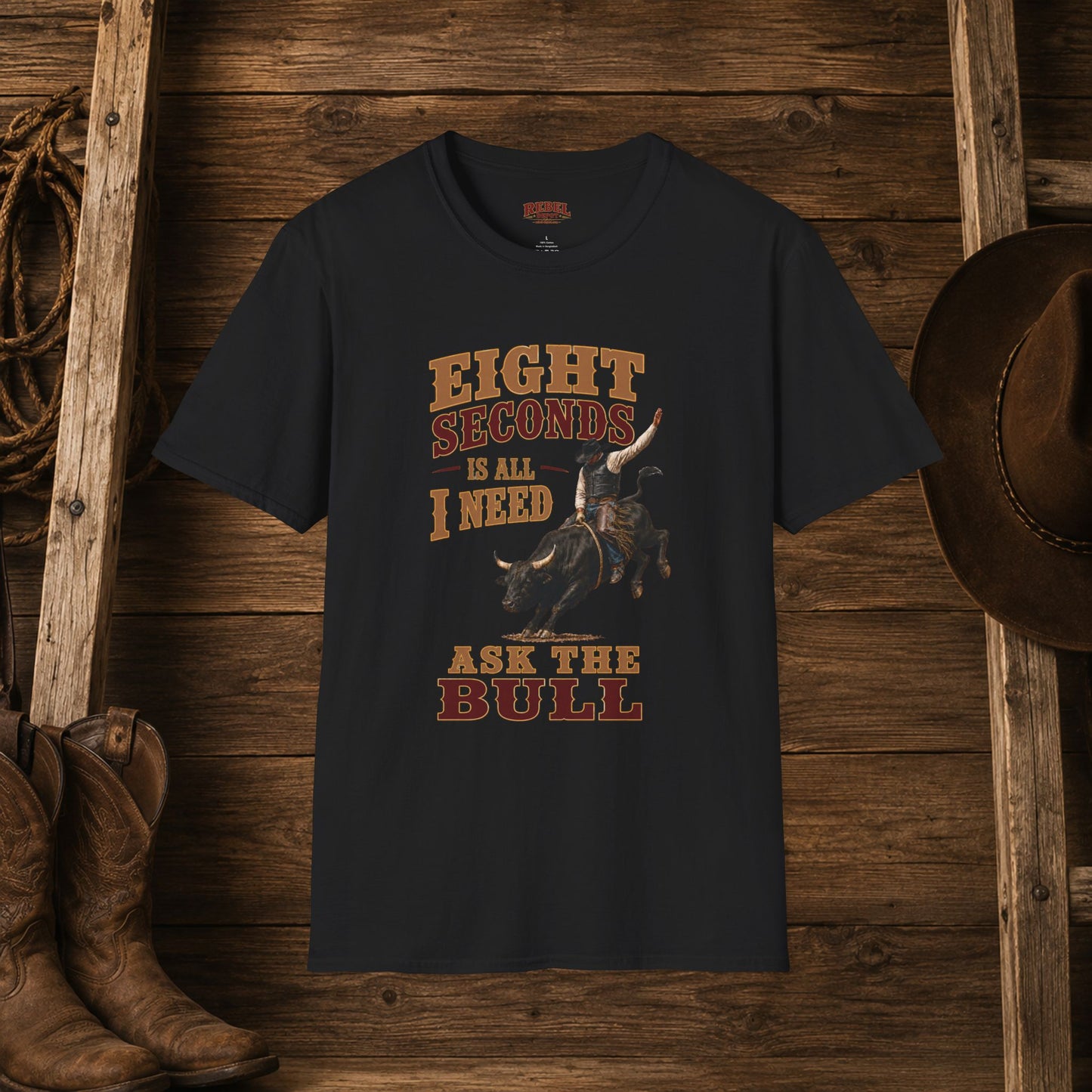 8 Seconds Bullrider  Adult T-Shirt