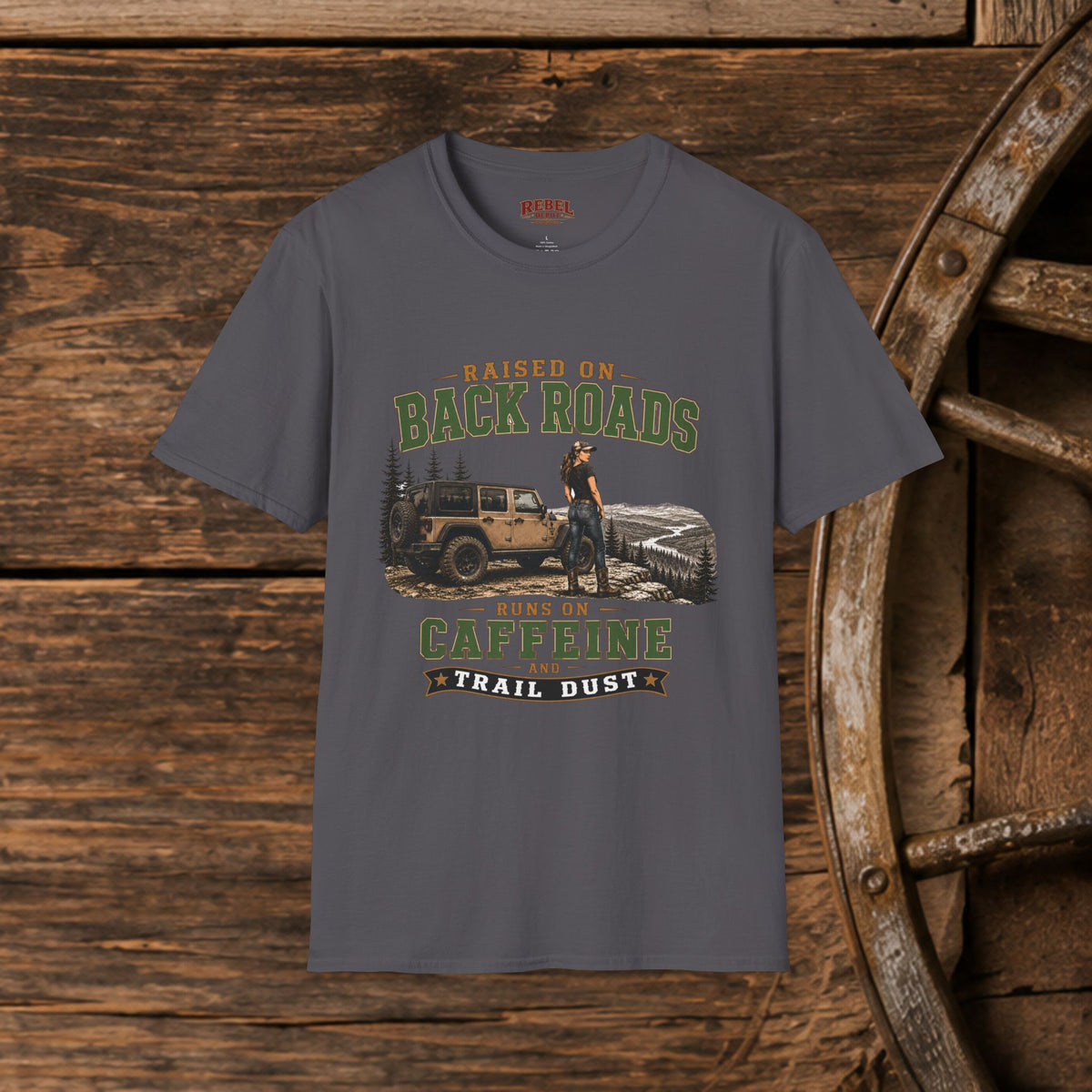 Backroads Caffeine Dust   Adult Size T-Shirt