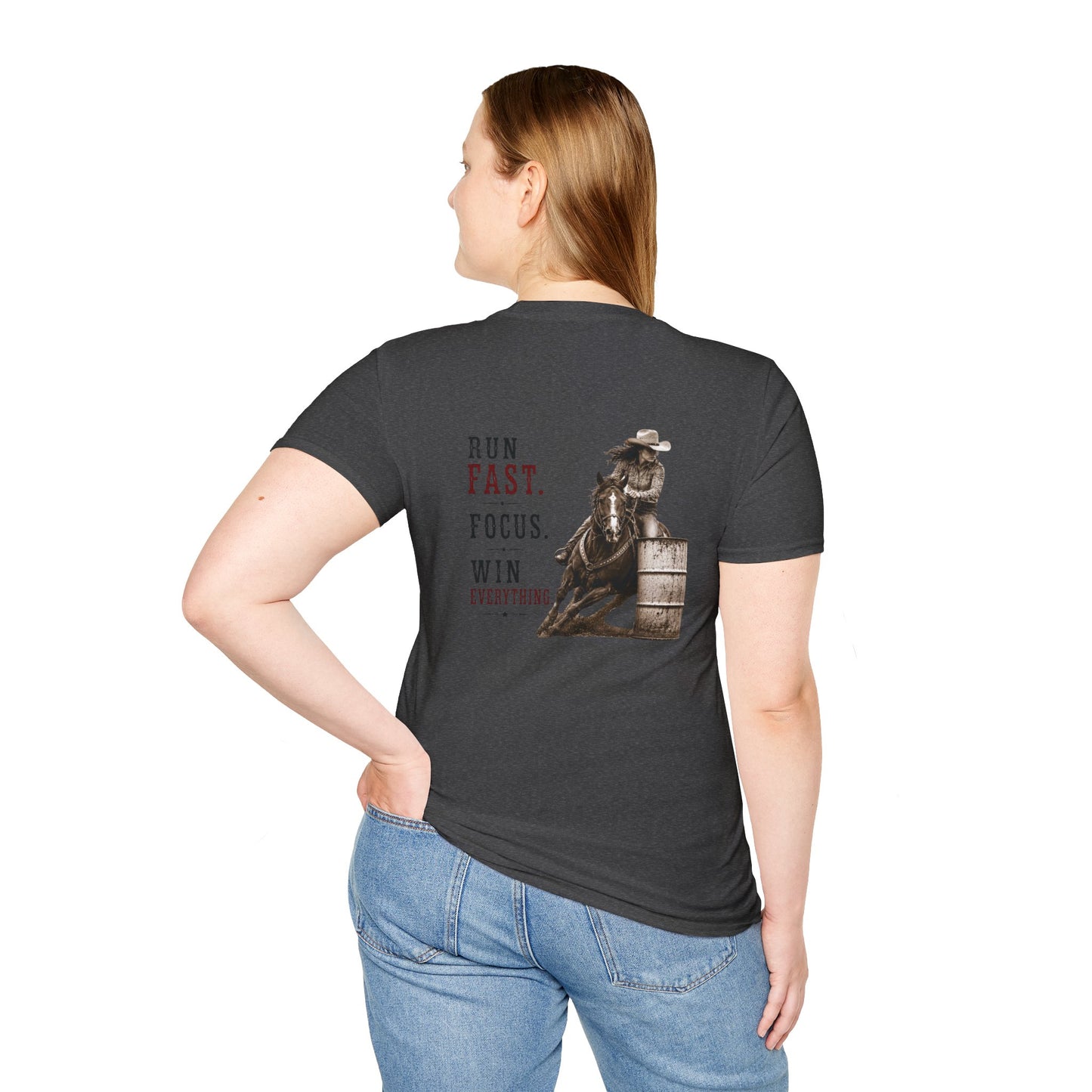 Run Focus Win Cowgirl  (Back) T-Shirt