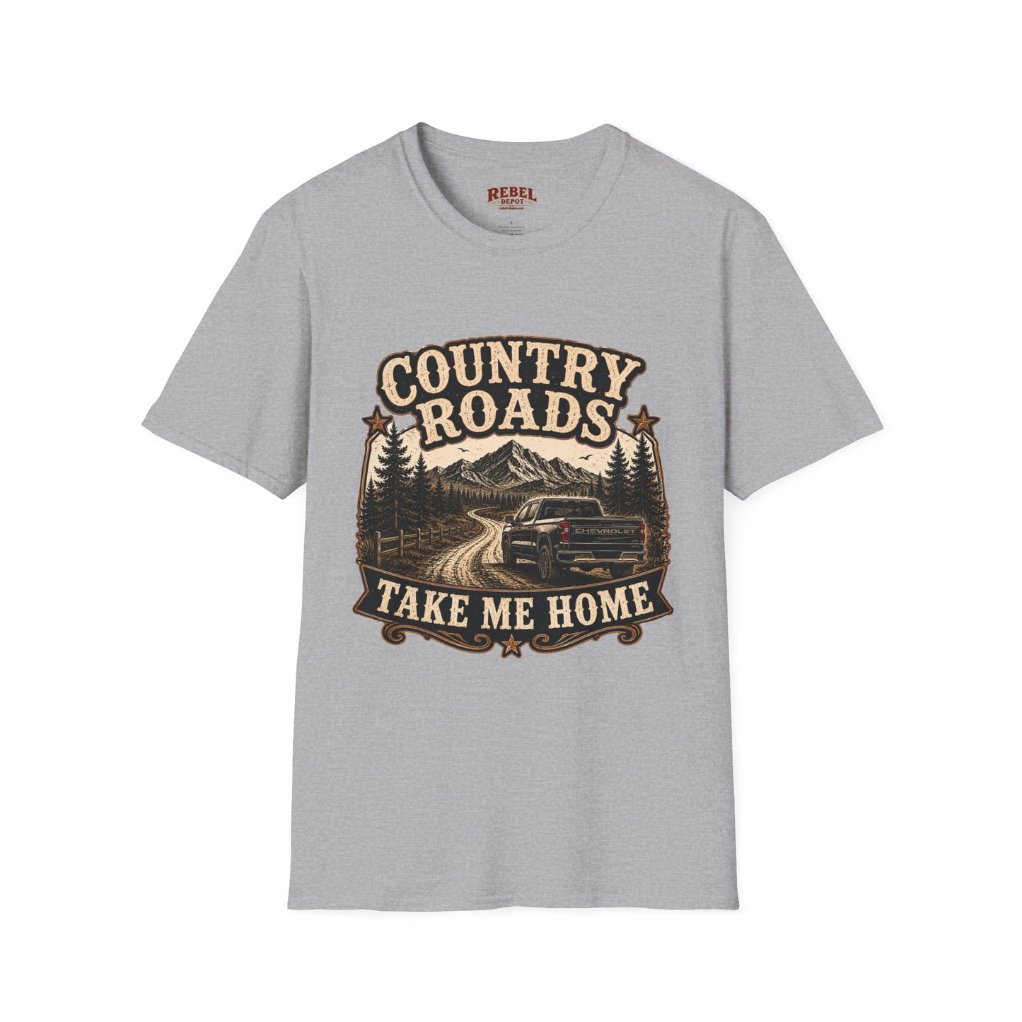 Country Roads Chevy   Adult Size T-Shirt