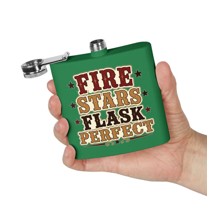 Fire Stars Flask   Stainless Steel Flask, 6oz