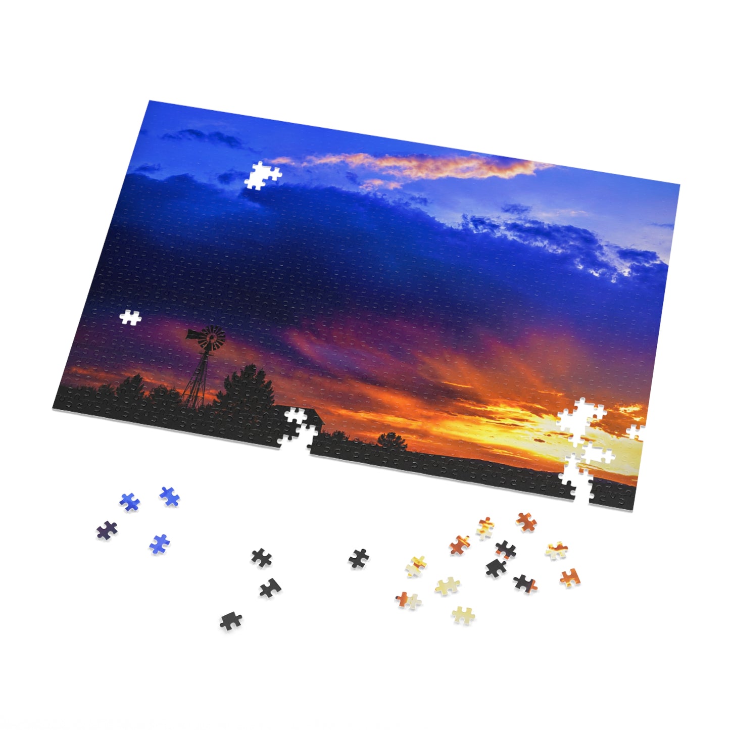 Windmill Sunset  Jigsaw Puzzle in Tin