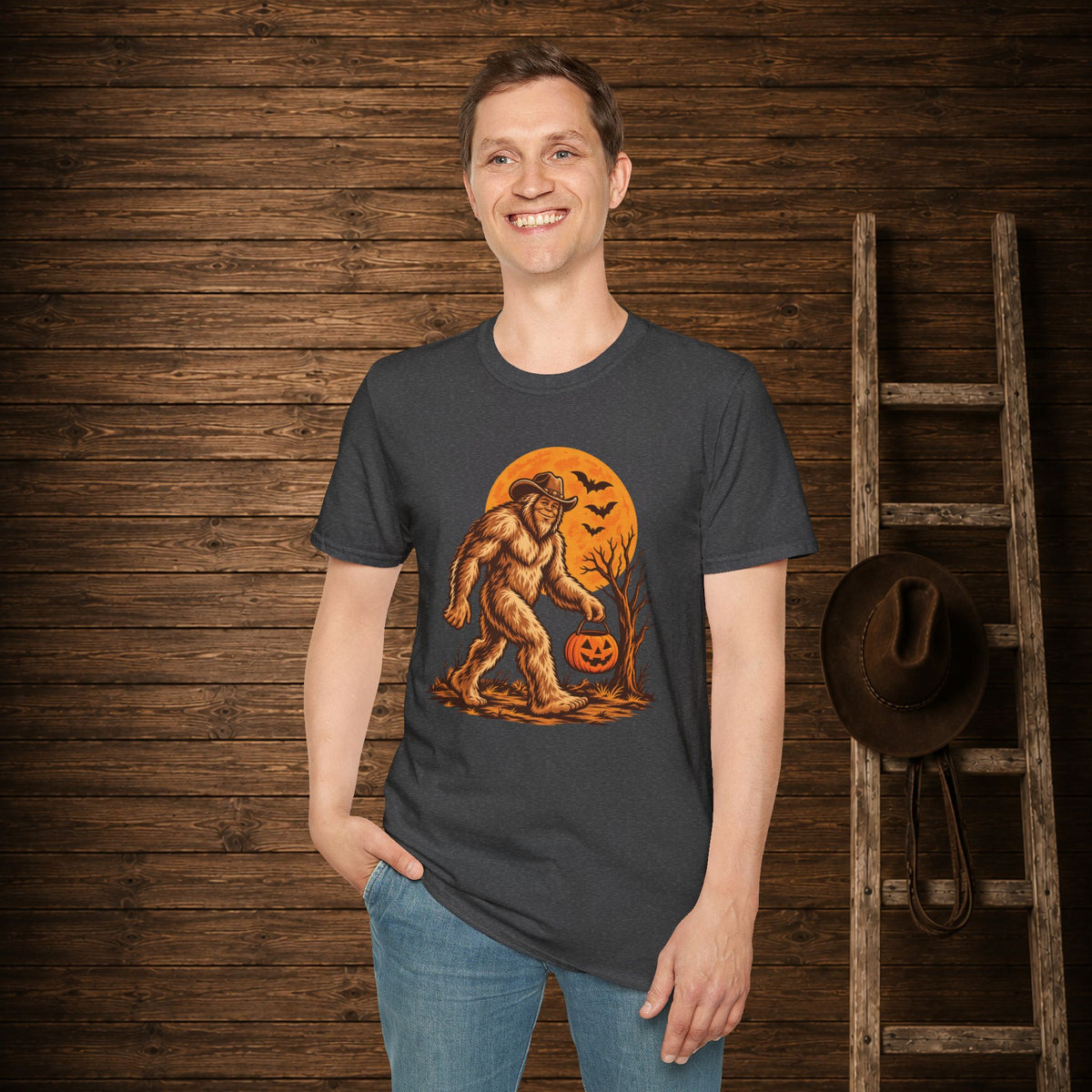 Halloween Squatch   Adult Size T-Shirt