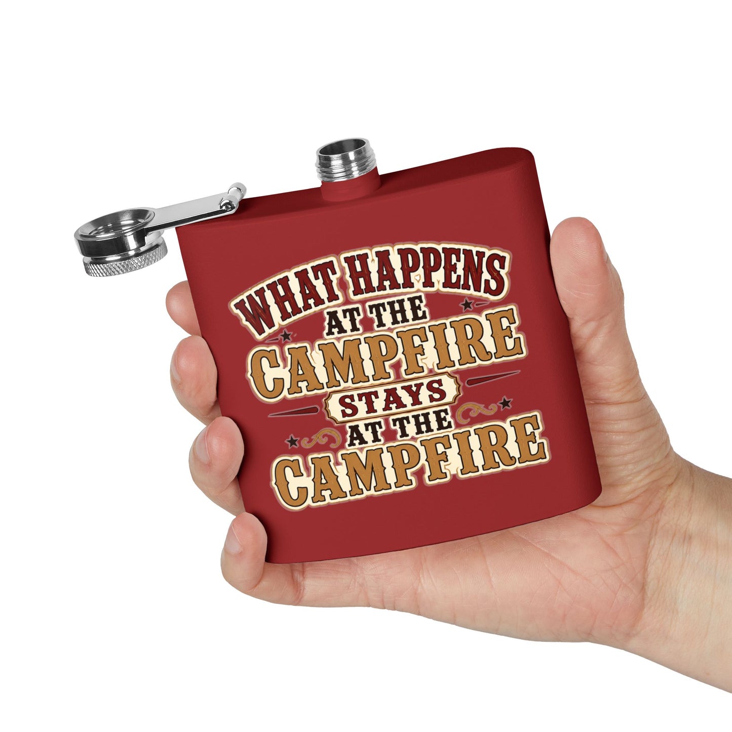 Happens At Campfire  Stainless Steel Flask, 6oz