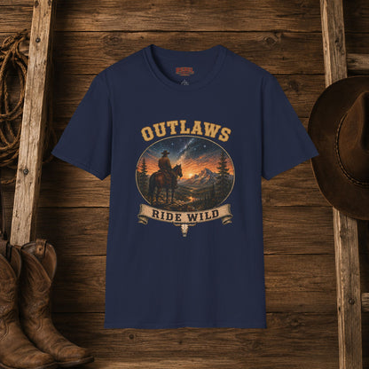 Outlaws Ride Wild   Adult Size T-Shirt