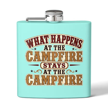 Happens At Campfire  Stainless Steel Flask, 6oz