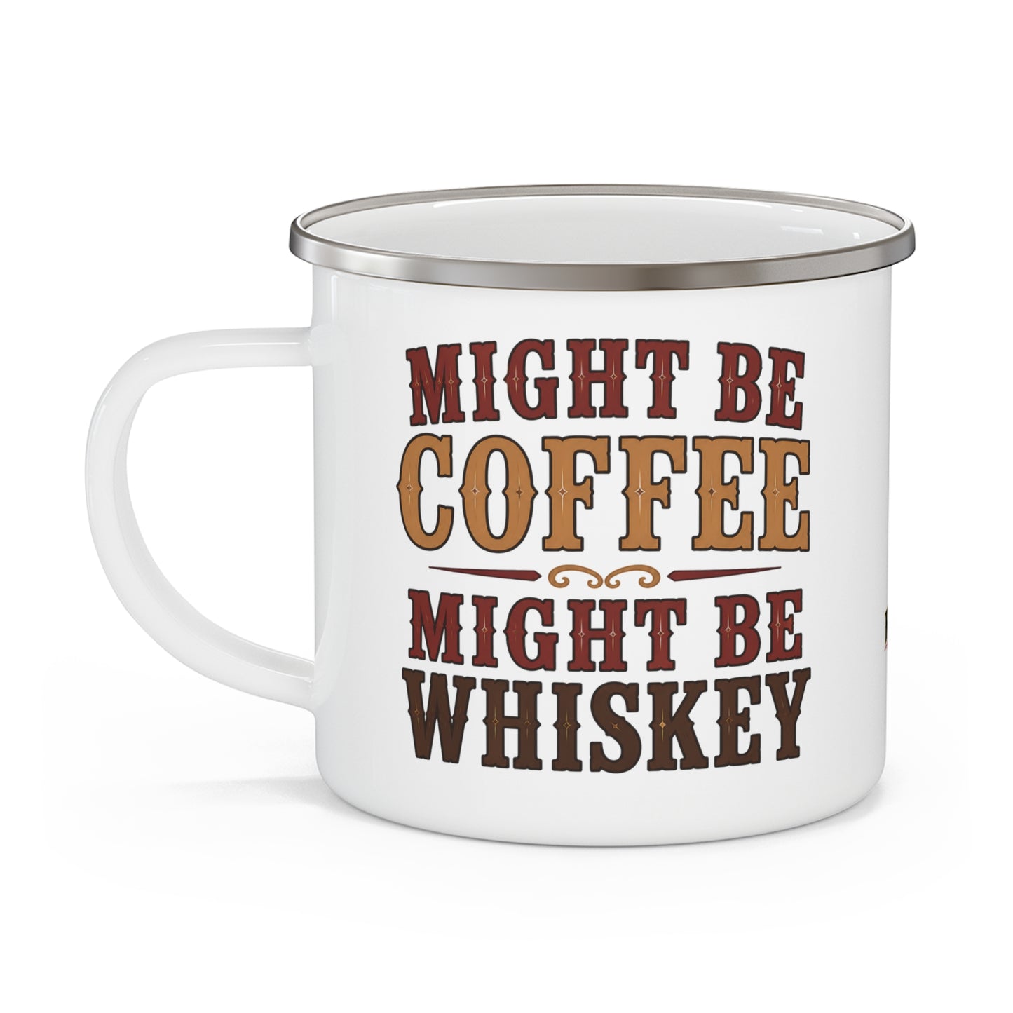 Coffee or Whiskey  Enamel Camping Mug