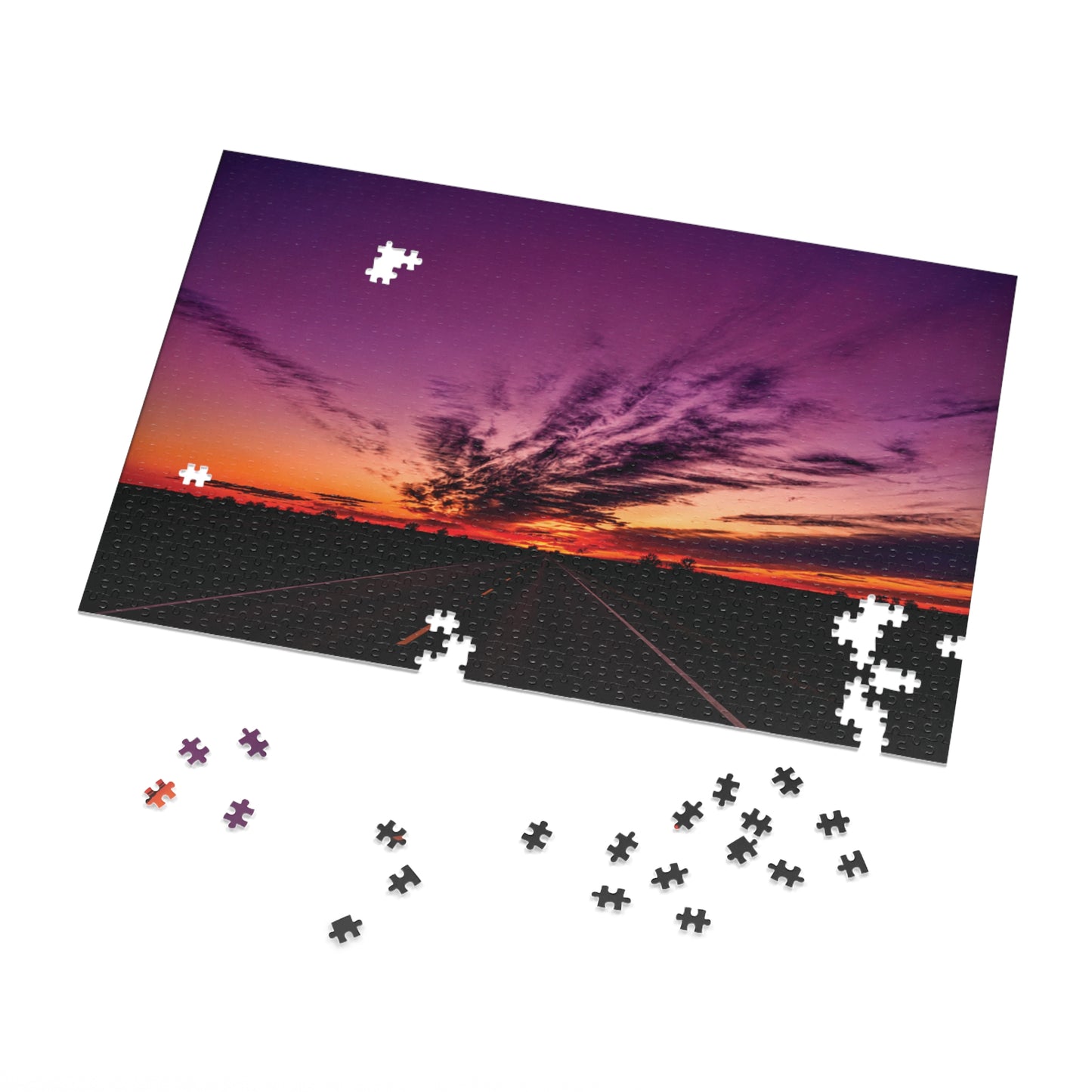 Backroad Sunset  Jigsaw Puzzle with Tin