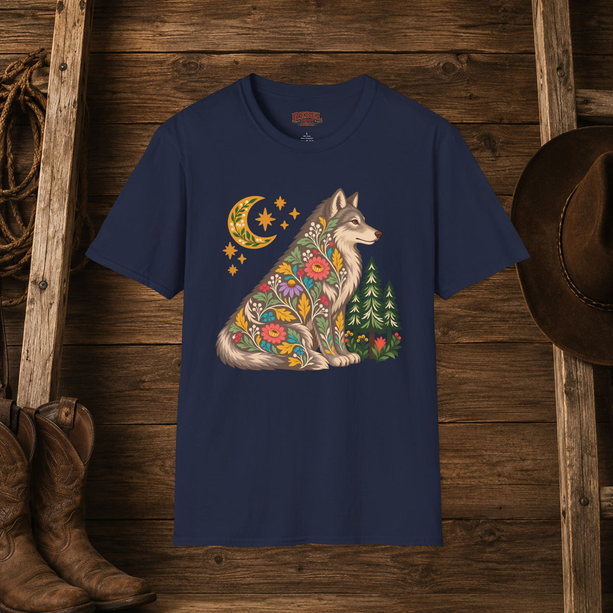 Fall Bloom Wolf  Adult Size T-Shirt