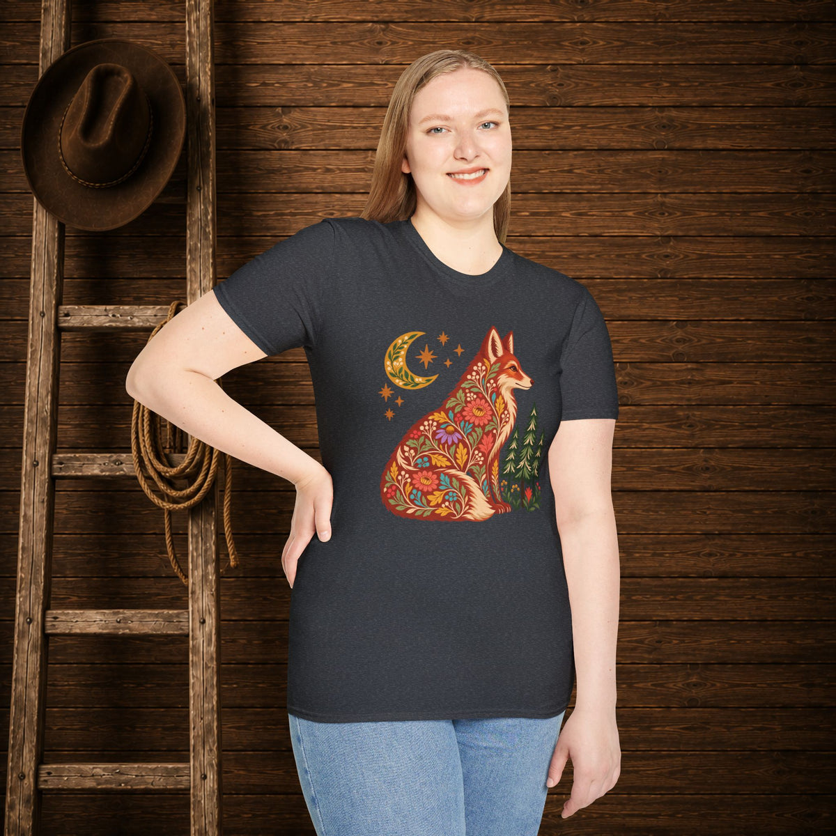 Fall Bloom Fox  Adult Size T-Shirt
