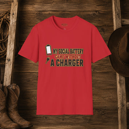 Social Battery No Charger  Adult T-Shirt