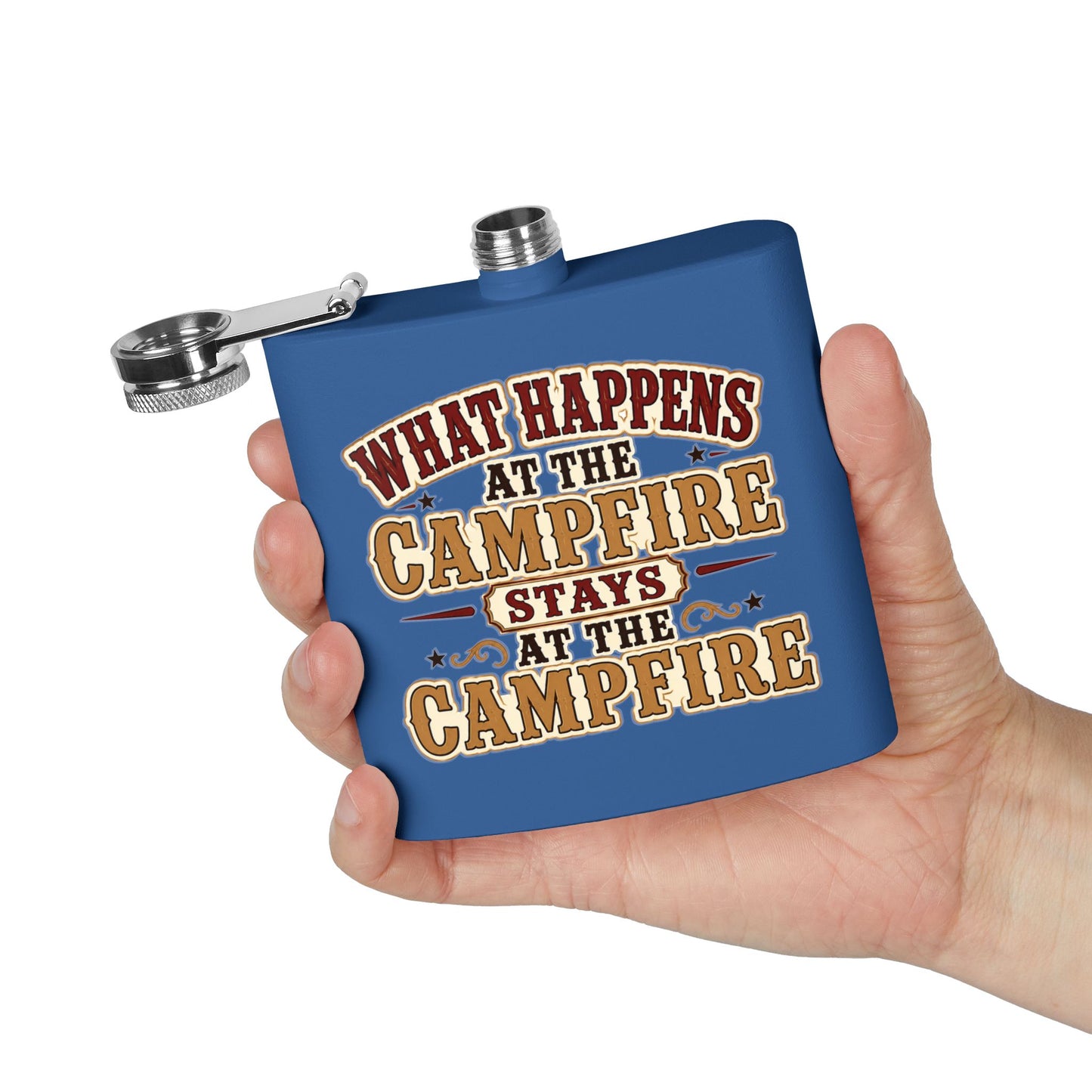 Happens At Campfire  Stainless Steel Flask, 6oz