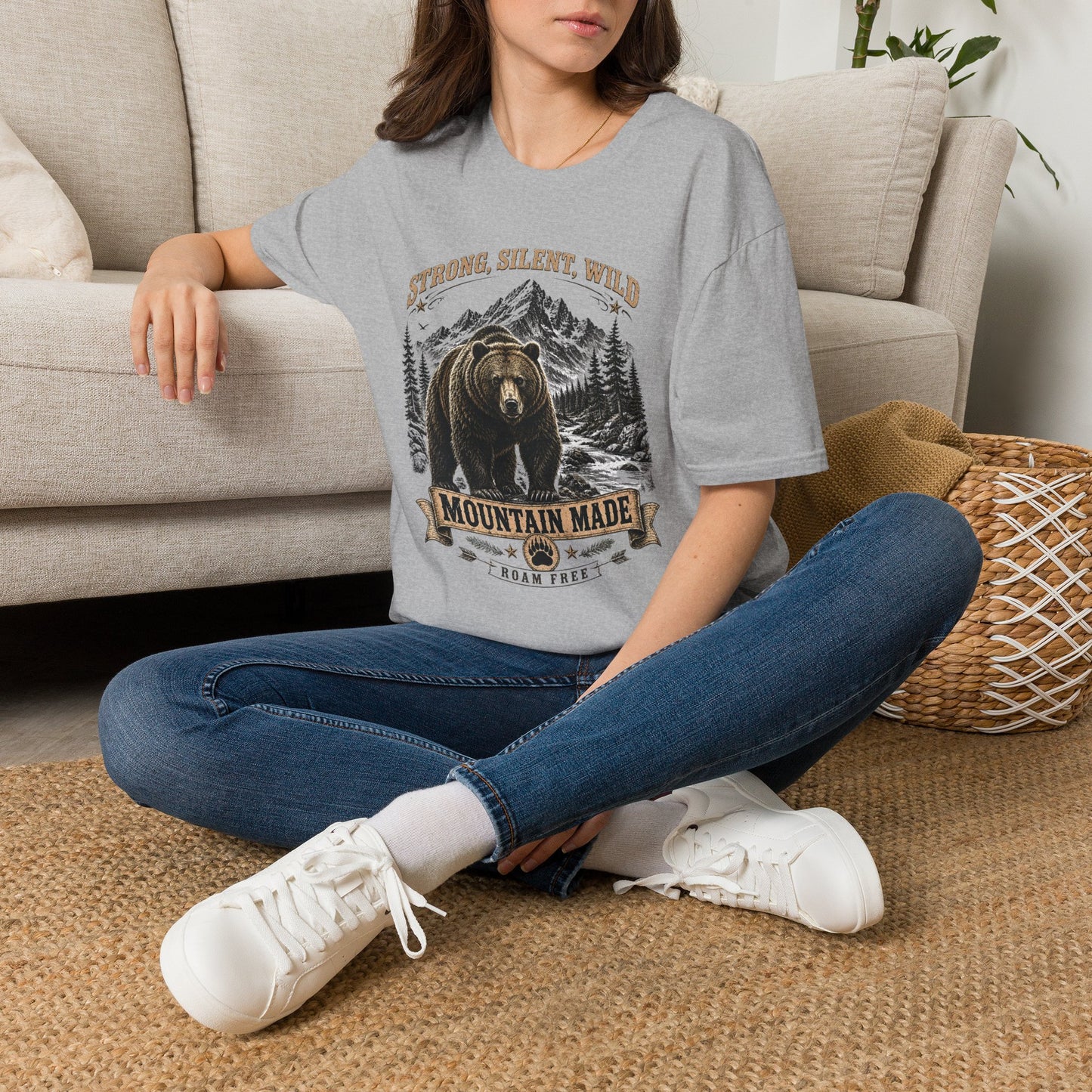 Strong Silent Wild Bear  Adult Size T-Shirt