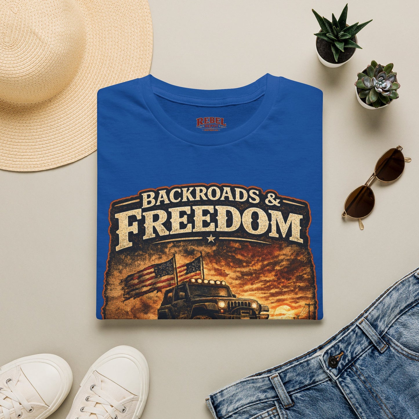 Backroads & Freedom  Adult Size T-Shirt