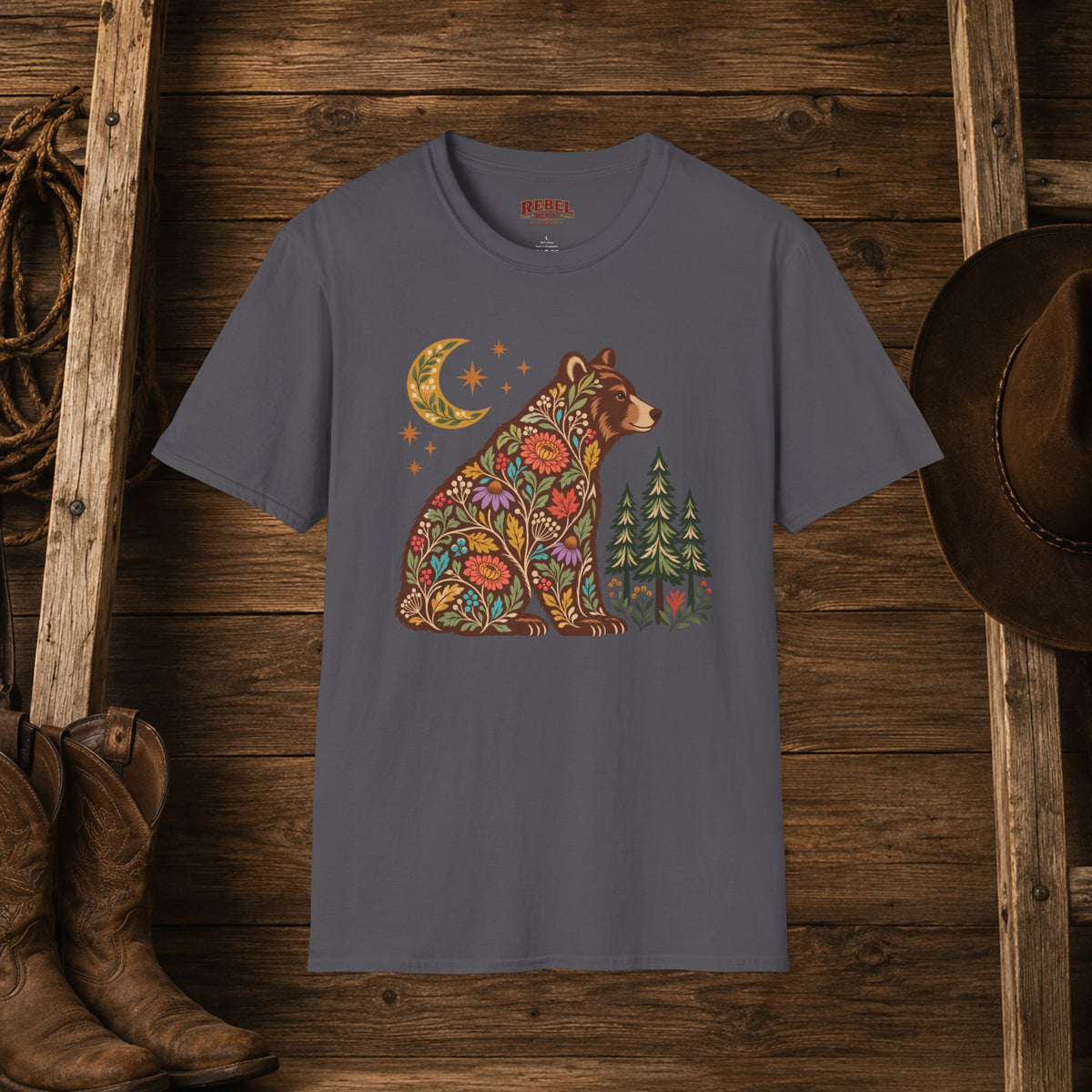 Fall Bloom Bear   Adult Size T-Shirt