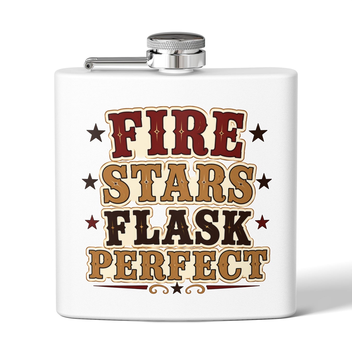 Fire Stars Flask   Stainless Steel Flask, 6oz